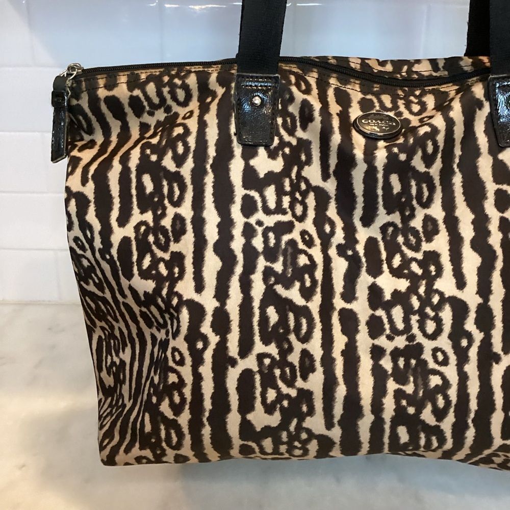 Coach Bag Purse Handbag Pocketbook Ocelot Print Nylon Travel Weekend Travel Bag - Picture 2 of 13